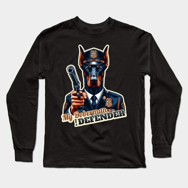 Doberman Police Long Sleeve T-Shirt by k9-tee